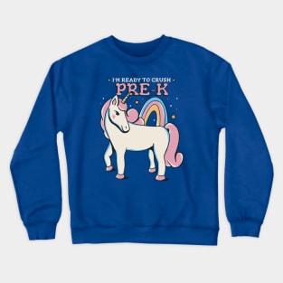 Ready to Crush Pre-K Cute Unicorn Back to School Preschool Crewneck Sweatshirt